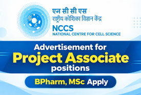 Advertisement for Project Associate positions at NCCS - BPharm / MSc