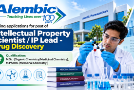 Alembic Pharmaceuticals inviting applications for post of Intellectual Property Scientist / IP Lead - Drug Discovery