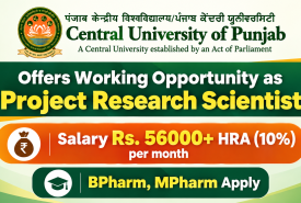 Central University of Punjab Offers Working Opportunity as Project Research Scientist