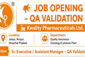 Kwality Pharmaceuticals Hiring QA Validation Sr. Executive / Assistant Manager