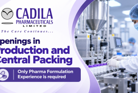 Openings in Production and Central Packing at Cadila Pharmaceuticals