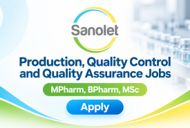 Production, Quality Control and Quality Assurance Jobs at Sanolet Lifecare