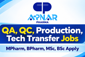 QA, QC, Production, Tech Transfer Jobs at Apnar Pharma