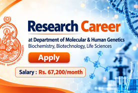 Research Career at Department of Molecular & Human Genetics, BHU | Biochemistry, Biotechnology, Life Sciences Apply