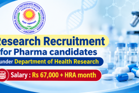 Research Recruitment for Pharma candidates under Department of Health Research, JIPMER