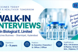 Walk In Drive for Pharma and Science candidates in Biological E - Roles in Production, QC, QA