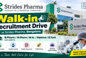 Walk-in Recruitment Drive at Strides Pharma, Bengaluru | B.Pharm/ M.Pharm/ M.Sc./ Diploma/ B.Tech can walk in