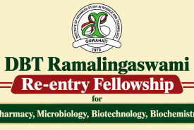 DBT Ramalingaswami Re-entry Project hiring for Pharmacy, Microbiology, Biotechnology, Biochemistry at IASST