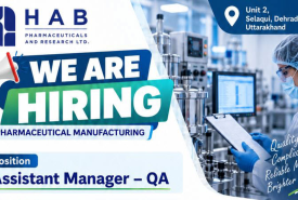 HAB Pharma Hiring QA Assistant Manager
