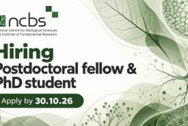 NCBS Hiring Postdoctoral fellow & PhD student