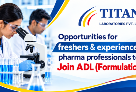 Opportunities for freshers & experienced pharma professionals to Join ADL (Formulations), Titan Laboratories