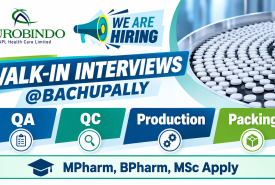 QA, QC, Production, Packing Jobs at Aurobindo Pharma