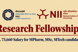 Research Fellowships at National Institute of Immunology - Rs. 73,660 Salary for MPharm, MSc, MTech candidates