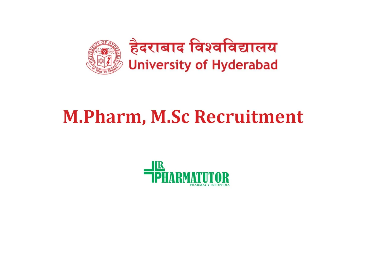 Career for M.Pharm, M.Sc as Research Associate at University of Hyderabad