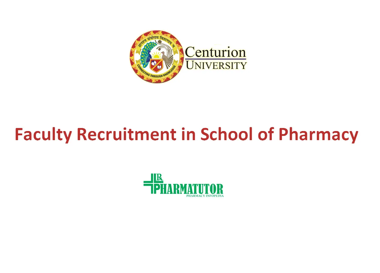 Various Faculty positions in Pharmacy at Centurion University