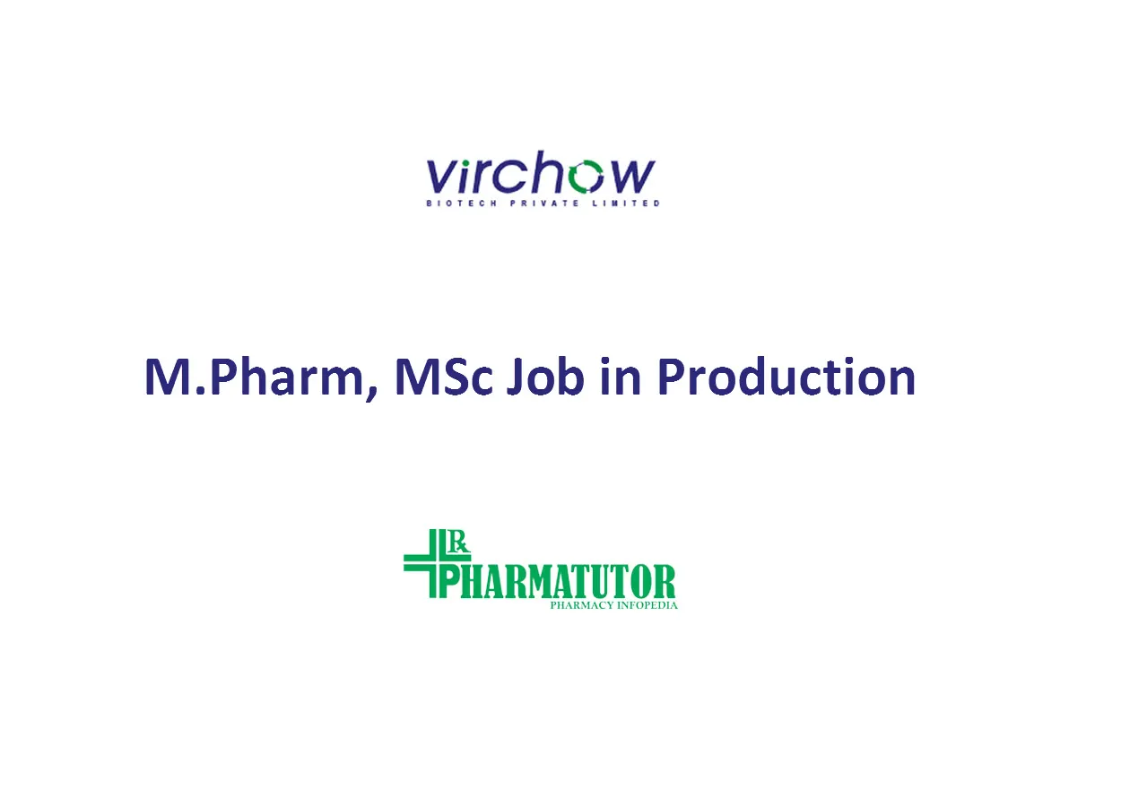 Job for M.Pharm, MSc in Production at Virchow Biotech