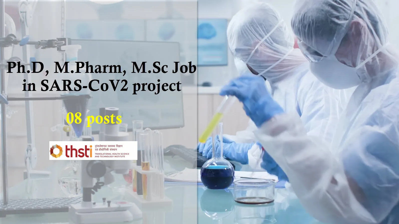 Recruitment for Ph.D, M.Pharm, M.Sc in SARS-CoV2 project at THSTI
