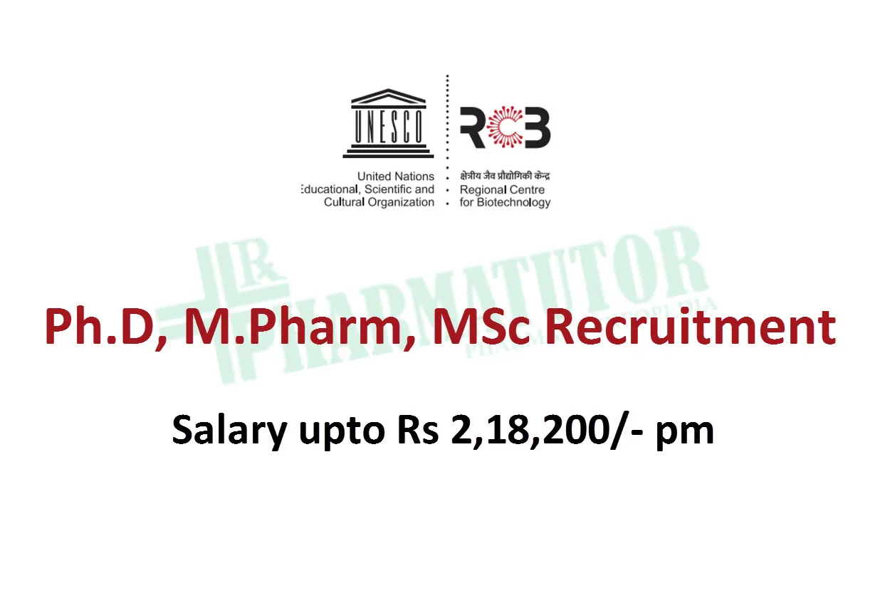 Recruitment for Ph.D, M.Pharm, MSc at RCB