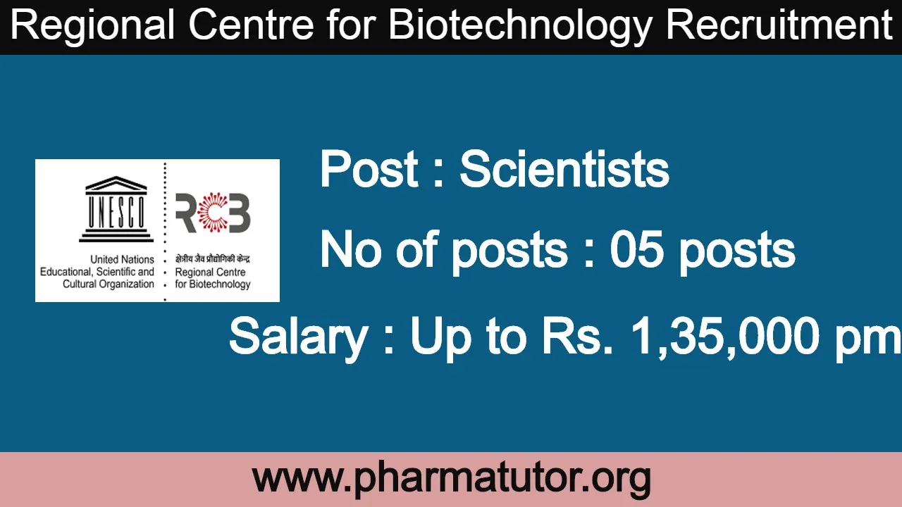 Recruitment for Scientists (05 posts) at Regional Centre for Biotechnology