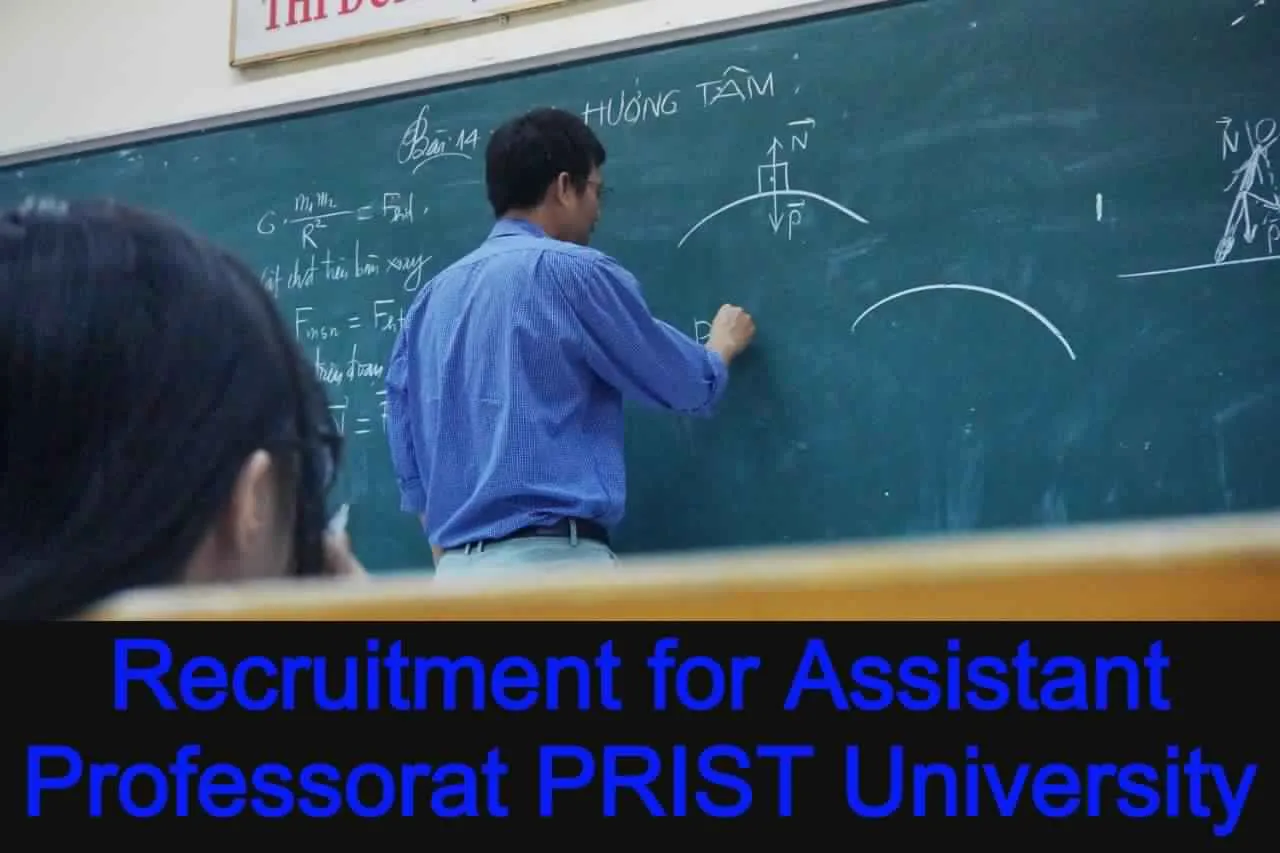 Recruitment for Assistant Professor at PRIST University