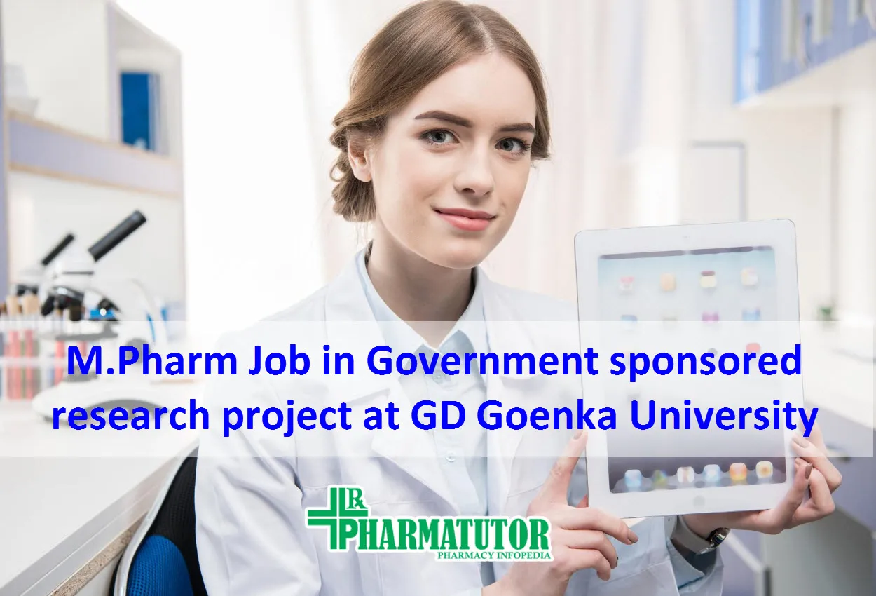 Opportunity for MPharm to work in Government of India sponsored research project
