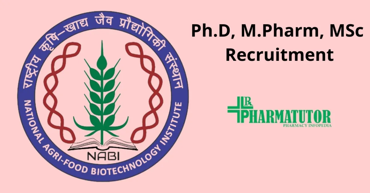 Ph.D, M.Pharm, MSc Recruitment in research at NABI