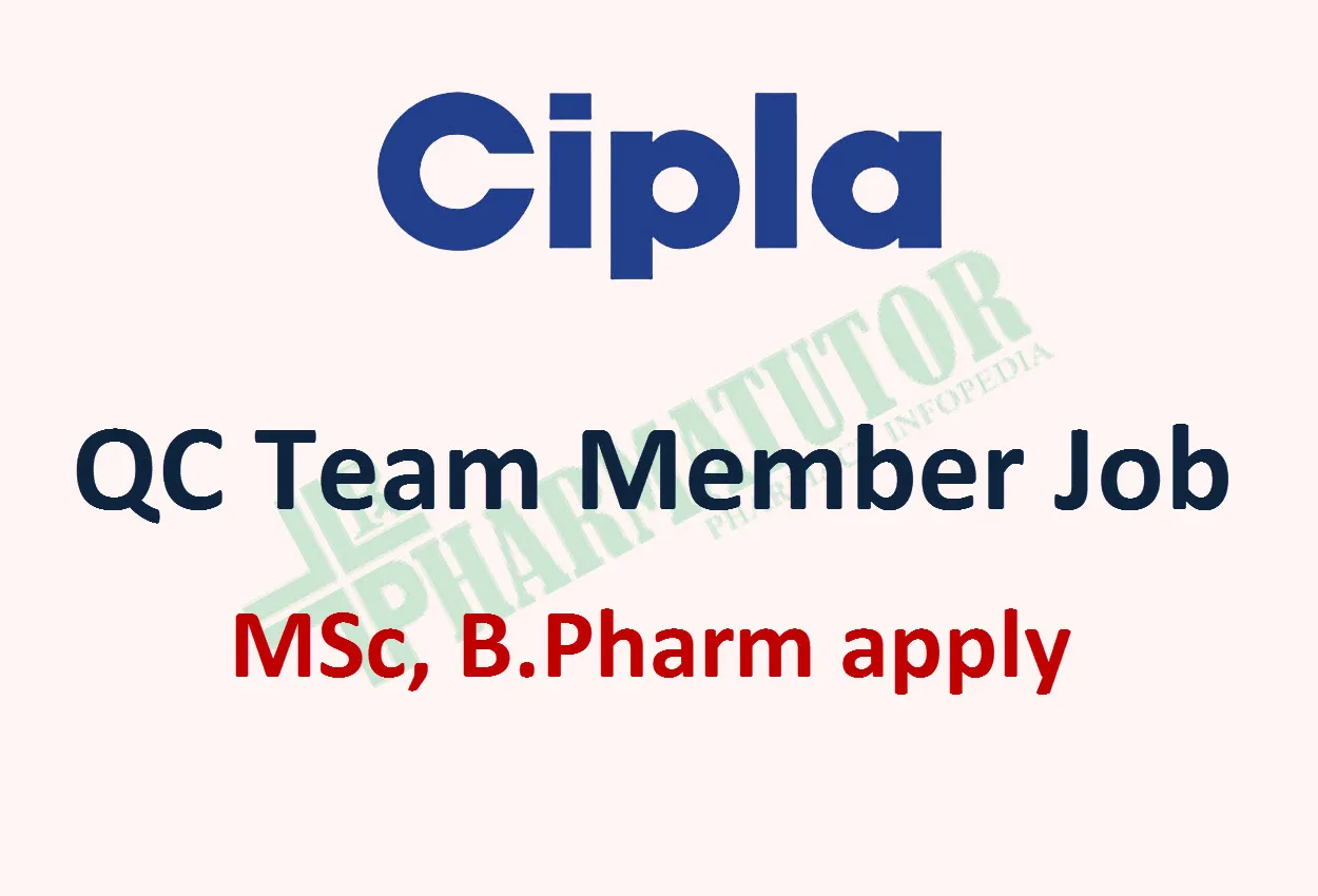 QC Team Member require at Cipla