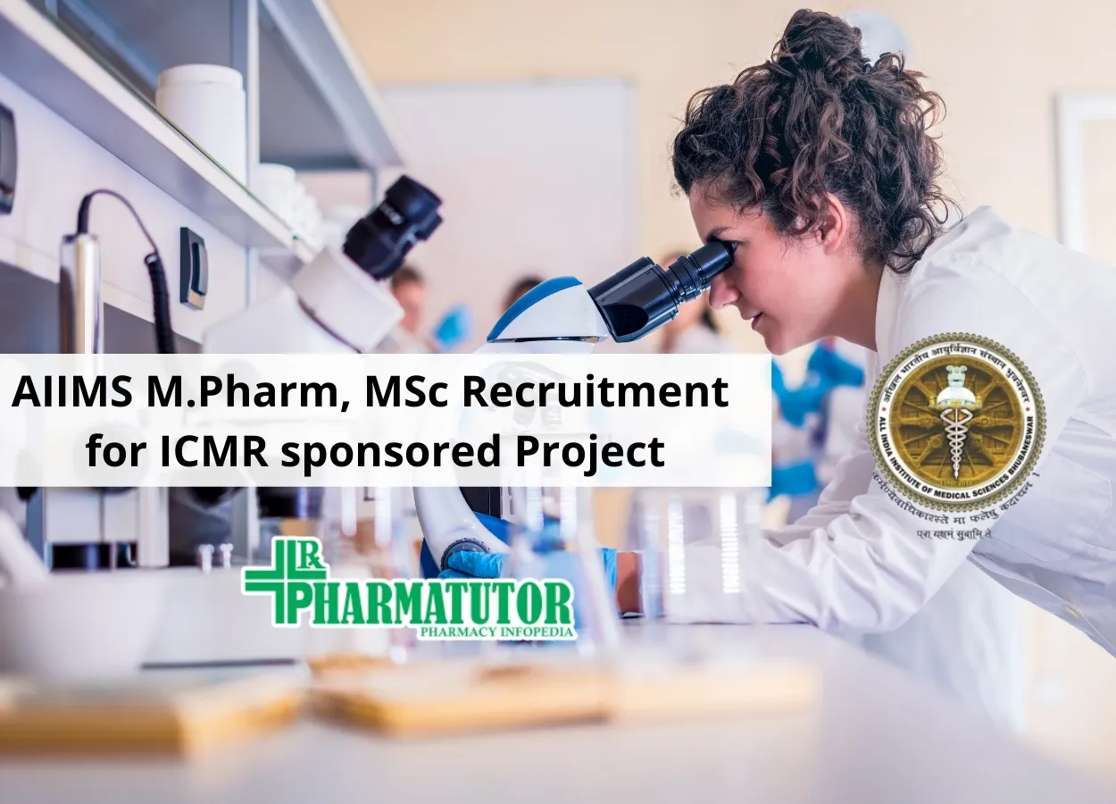 AIIMS M.Pharm, MSc Recruitment for ICMR sponsored Project