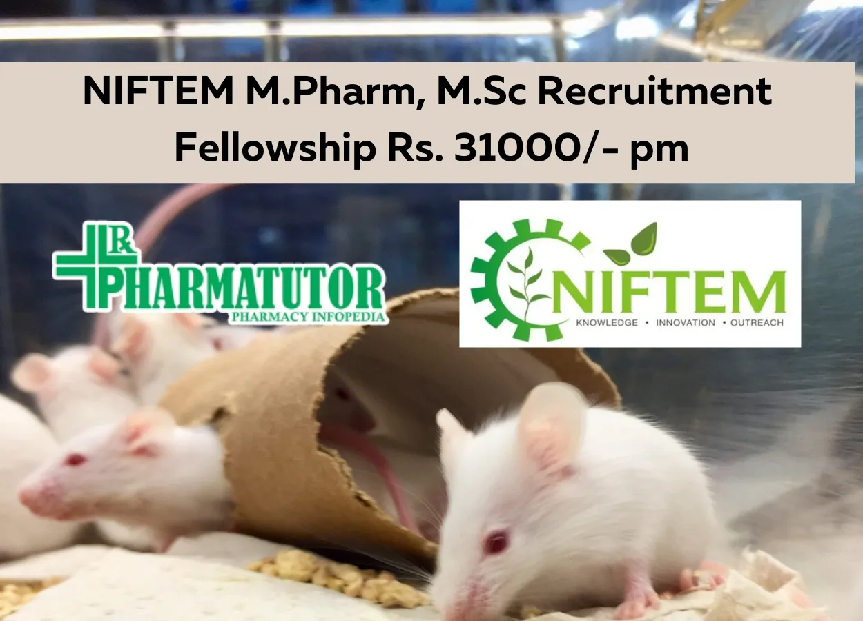 NIFTEM M.Pharm, M.Sc Recruitment