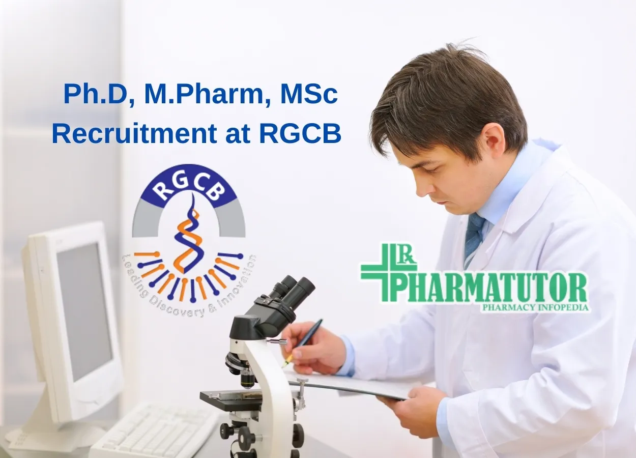 Ph.D, M.Pharm, MSc Recruitment at Rajiv Gandhi Centre for Biotechnology