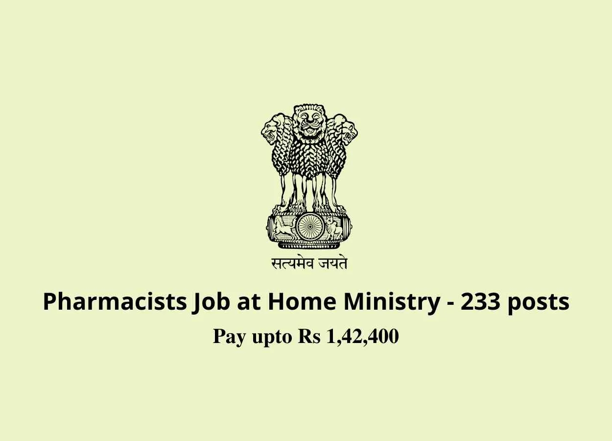 Opening for Pharmacists under Home Ministry