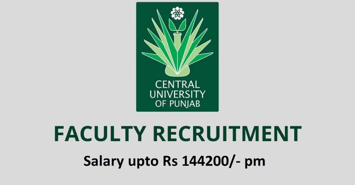 Faculty Recruitment at Central University of Punjab for General Category