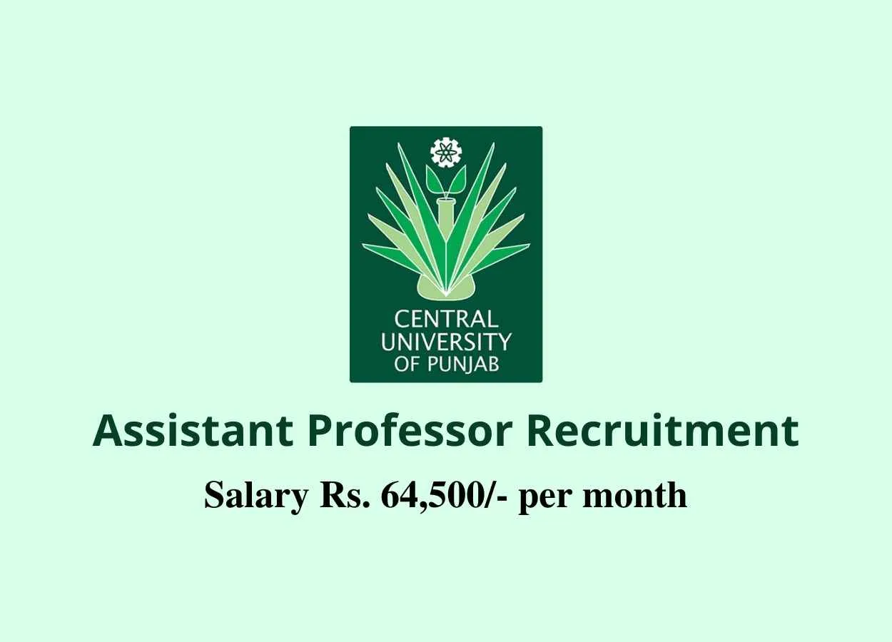 Online applications are invited for post of Assistant Professor at Central University of Punjab 