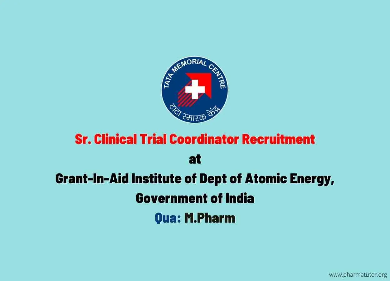 Career as Sr. Clinical Trial Coordinator at Grant In Aid Institute of Department of Atomic Energy