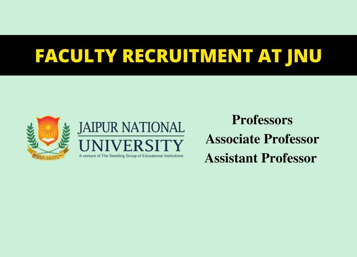 Application are invited for Professors, Associate Professor, Assistant Professor in Pharmacy at Jaipur National University