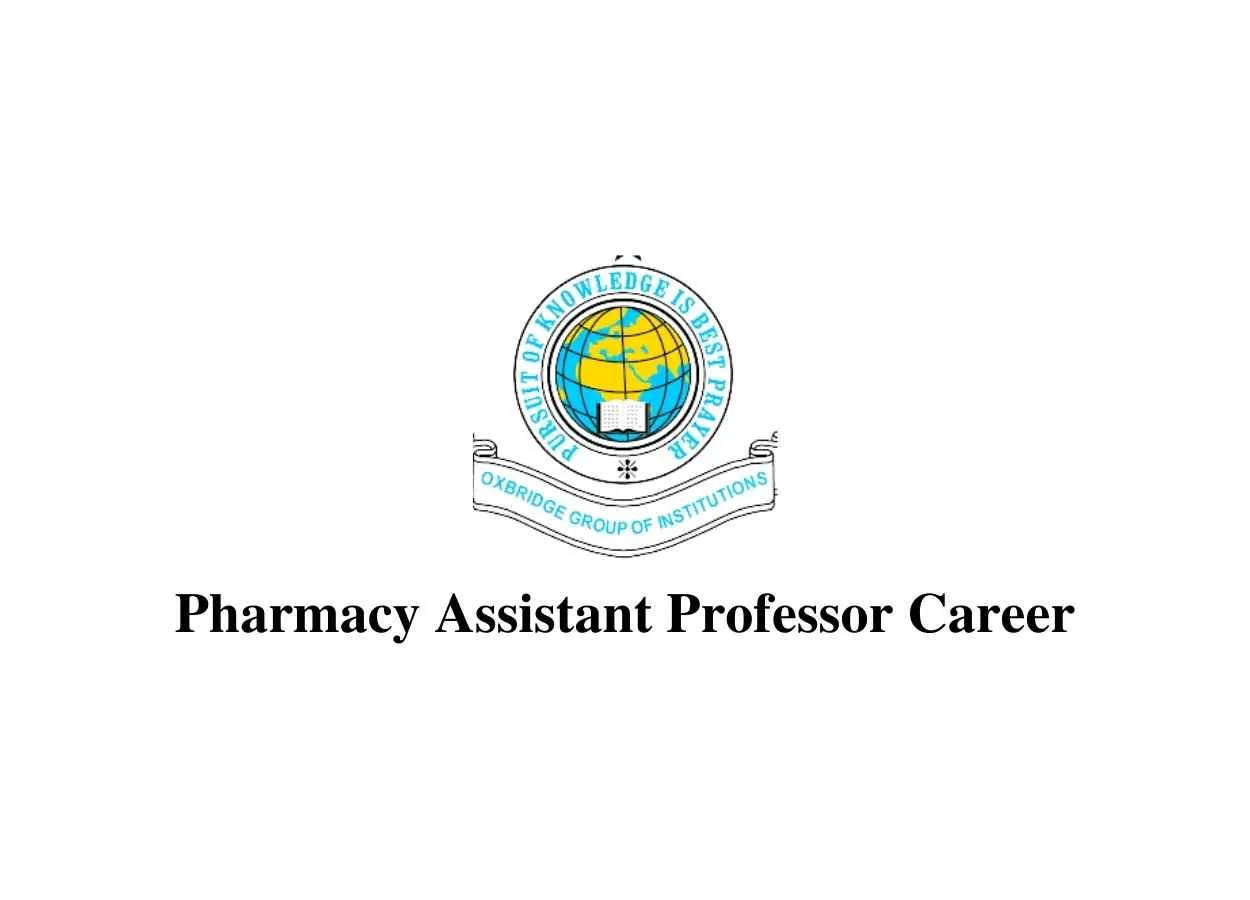 Job for Pharmacy Assistant Professor at Oxbridge College of Pharmacy