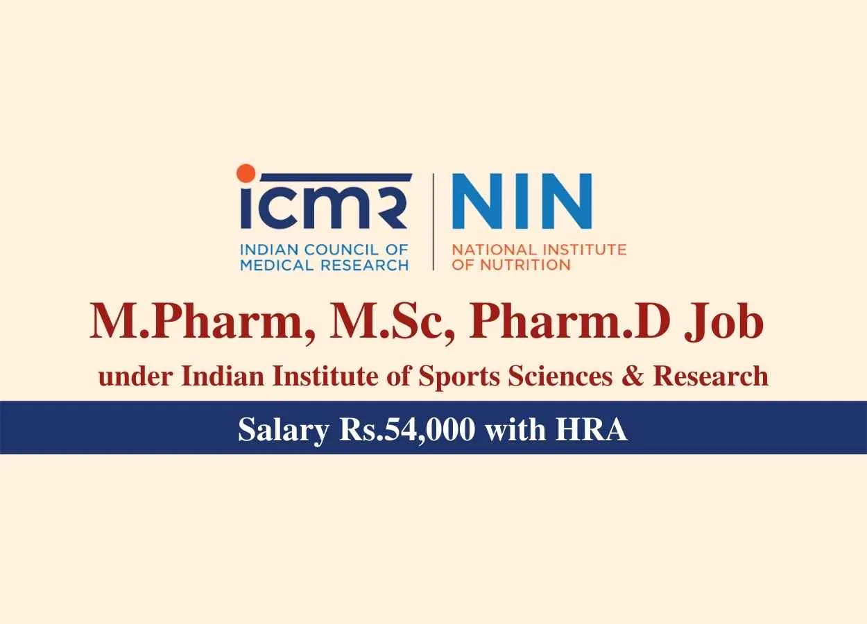 M.Pharm, M.Sc, Pharm.D Job under Indian Institute of Sports Sciences & Research 