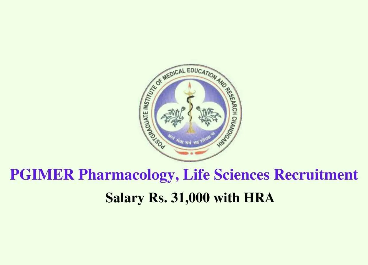 Pharmacology, Life Sciences Recruitment at PGIMER