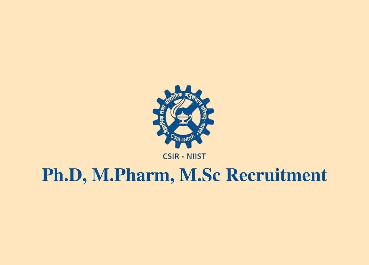Vacancy for Ph.D, M.Pharm, M.Sc as Project Associate at NIIST