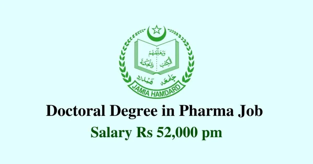 Doctoral Degree in Pharma Job at Jamia Hamdard