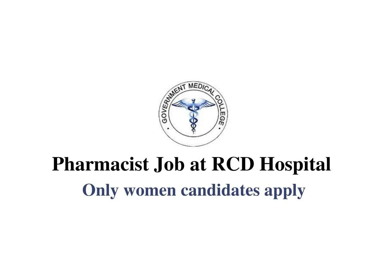 Job for Pharmacist at RCD Hospital