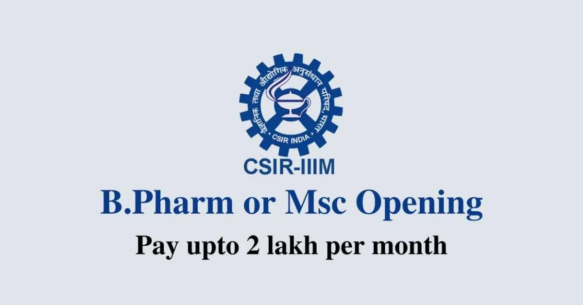 Opening for B.Pharm or Msc at IIIM