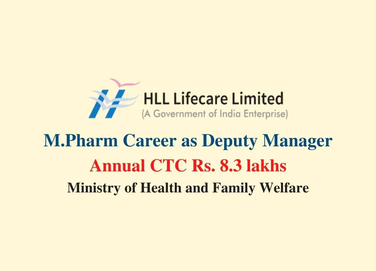 Opportunity for M.Pharm as Deputy Manager at  HLL Lifecare Limited