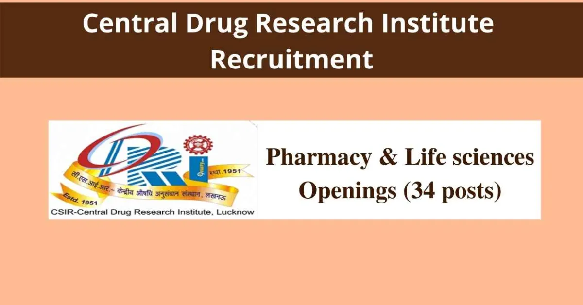 Pharmacy and Life sciences openings CDRI