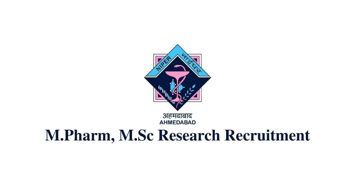 Research Recruitment for M.Pharm, M.Sc at NIPER