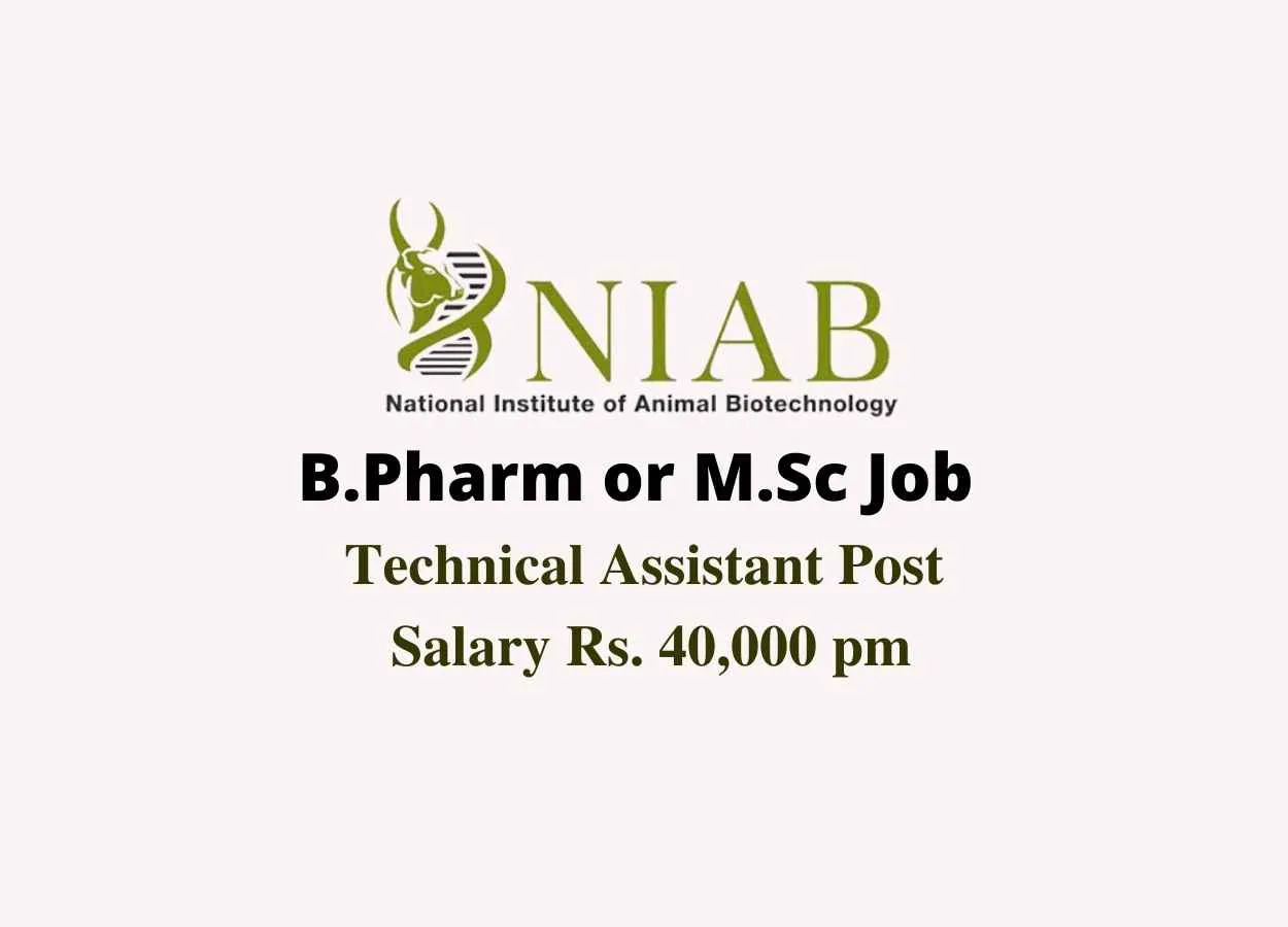 B.Pharm or M.Sc Job for Technical Assistant at NIAB