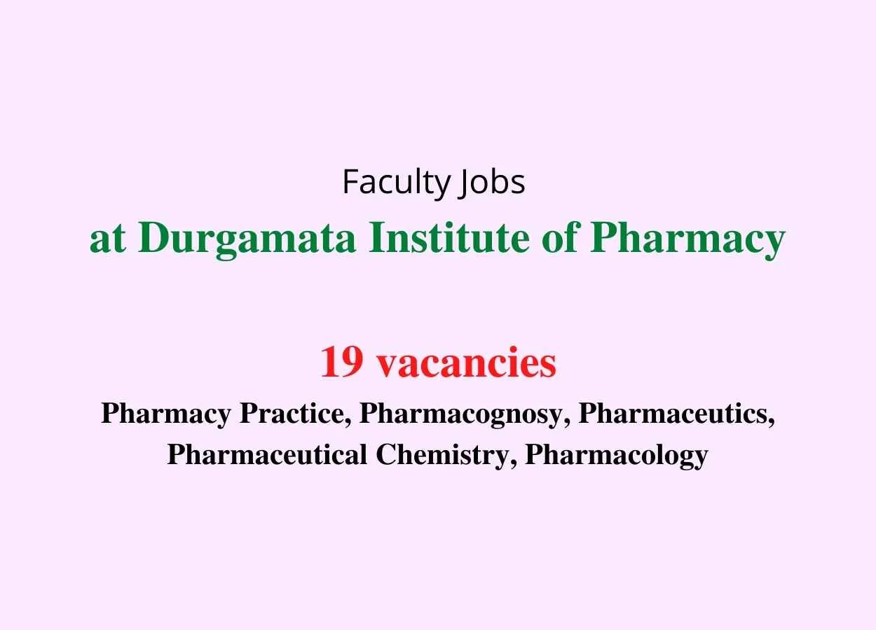 Faculty Jobs at Durgamata Institute of Pharmacy 
