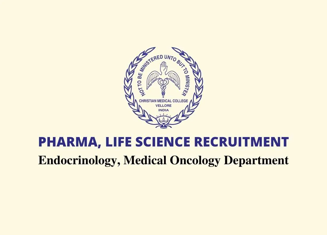 Job for B.Pharm, M.Sc at Christian Medical College