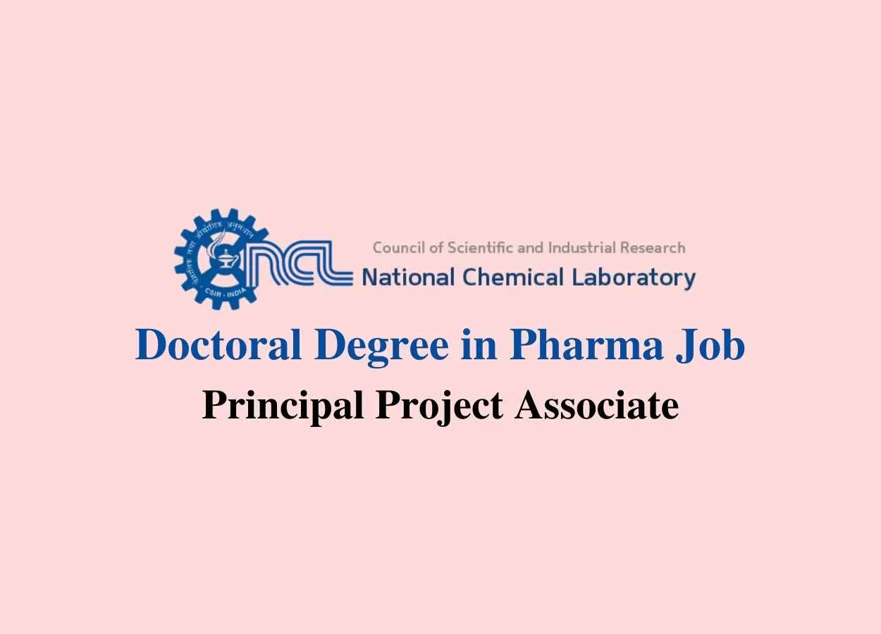 Online applications are invited for Principal Project Associate at National Chemical Laboratory