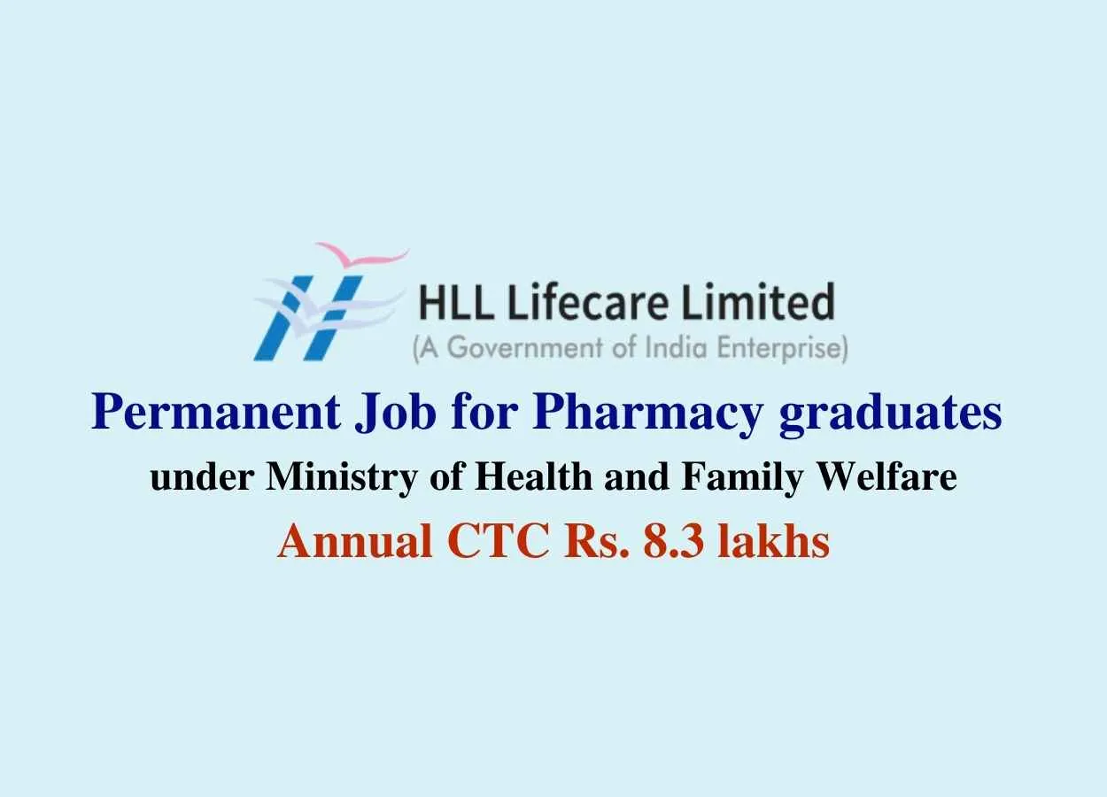 Permanent Job for Pharmacy graduates under Ministry of Health and Family Welfare